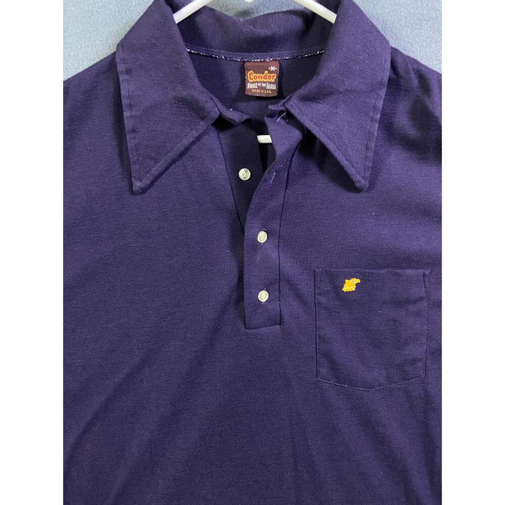 Vintage 1970s Fruit Of The Loom Condor Navy Mens Polo Golf Shirt Daggar Color M